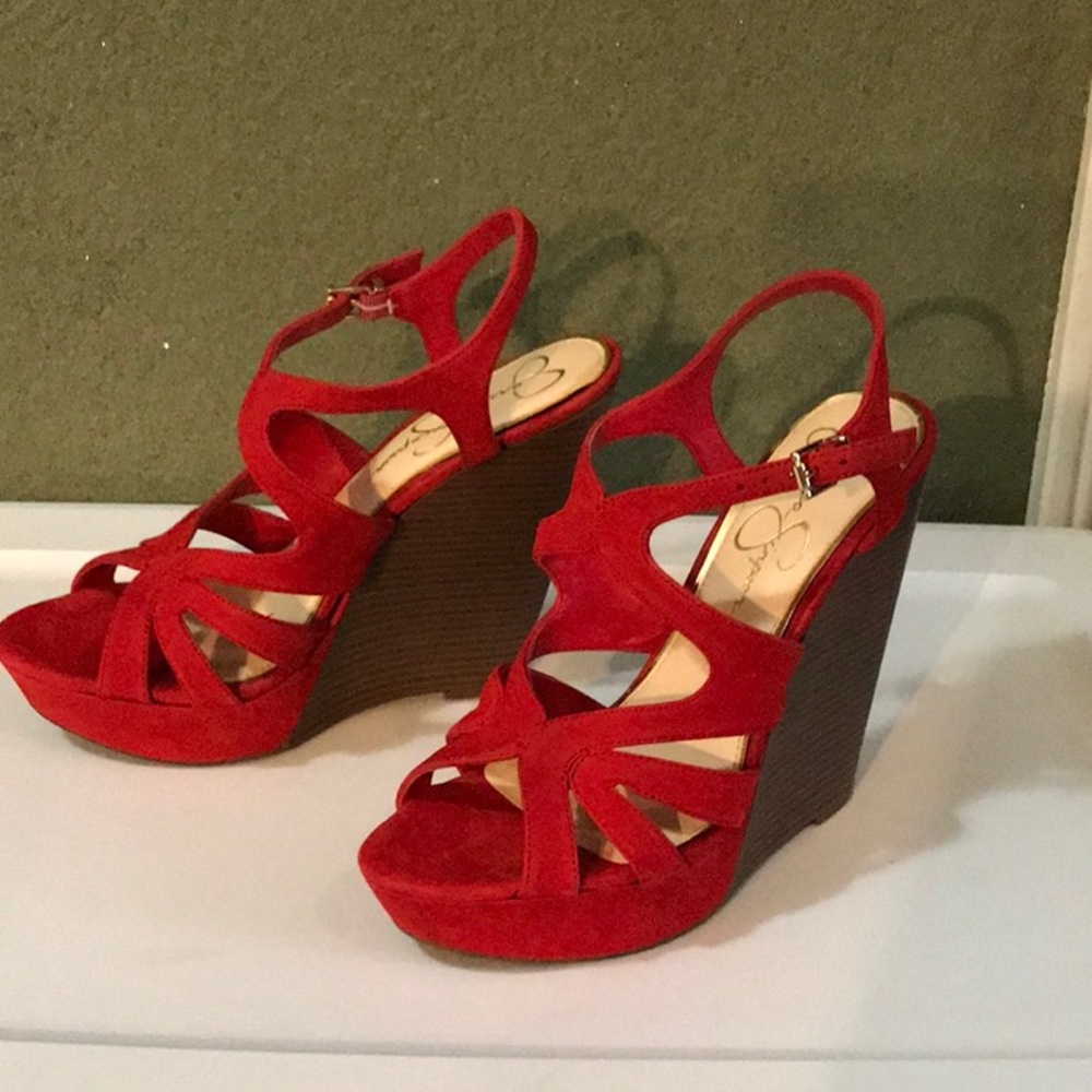 Red suede sandals